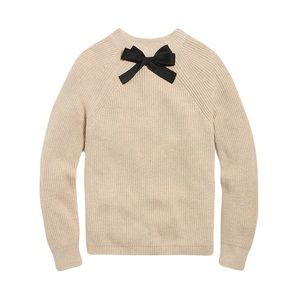 J.Crew Gayle Sweater Black Bow Neck Tie Ribbled Cable